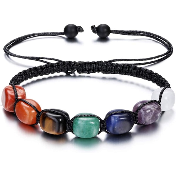 7 Chakra Krystallarmbånd Healing Chakra Stein Flettet Edelsten Armbånd for Kvinner Yoga Meditasjon