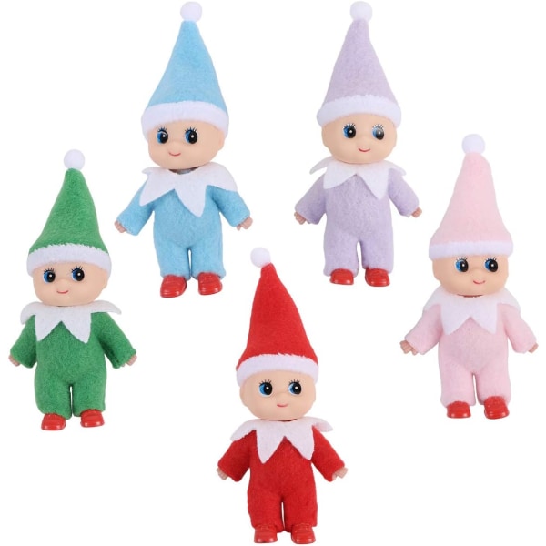 Farverigt kostume Vinyl Face Plys Dolls Elf til juleferie nytår