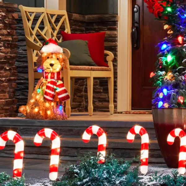 Julkonstdekorationer Xmas LED-ljus Fluffig Doodledog Inredning Utomhus Trädgårdsdekoration Semesterfestival Presentsnöre Hundbubbla 36 * 16cm