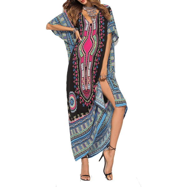 Ethnic Print Loose Kaftan Summer Long Skirt