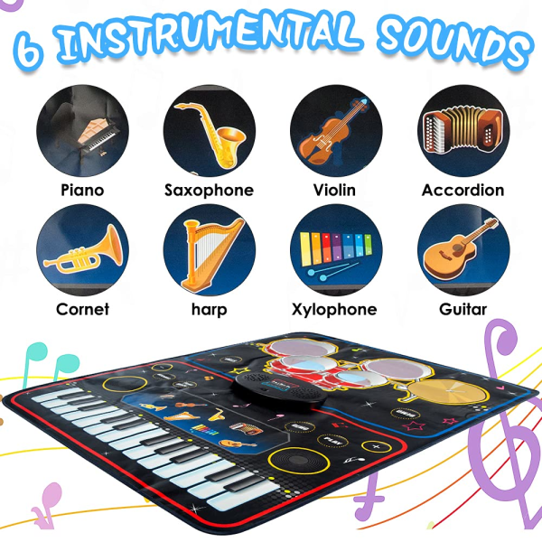 Kids Musical Instrument Drum Pads - Kids Portable 2 in