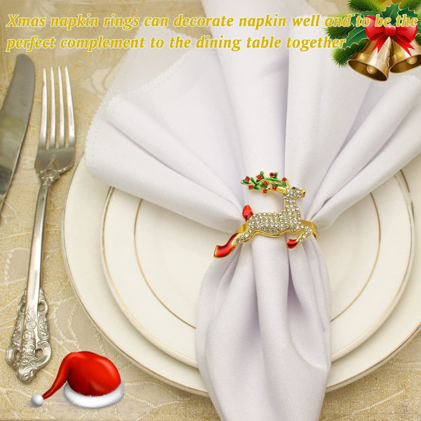 12 kpl joululautasliinasormuksia ruokapöydän kattaukseen - Rustic Di
