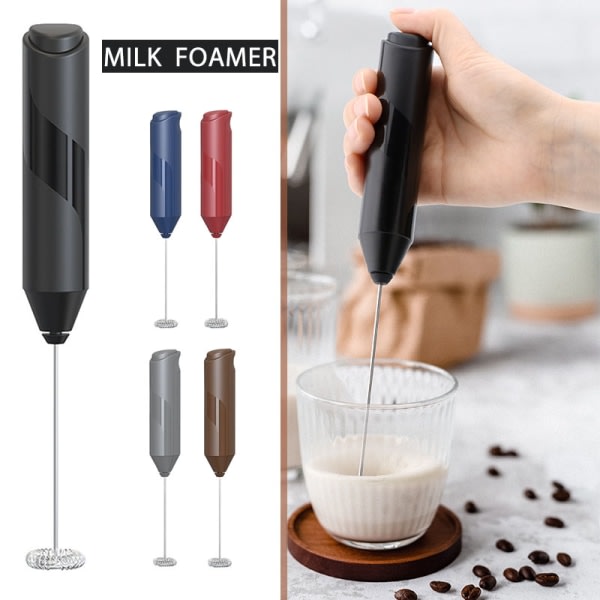 Mjölkskummare Electric Foam Maker Dryckesmixer for Lattes Matcha Hot Chocolate Red