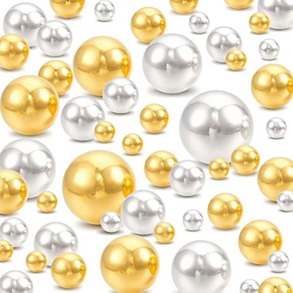 1400 st Guld Vasfyllning Utan Hål Pärlor Blank Runda Pärlor Silver Obebodda Pärlor Konstgjorda Lösa Pärlor