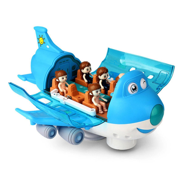 Roterande leksaksflygplan med lyseffekt og musikkpresent for barn blå