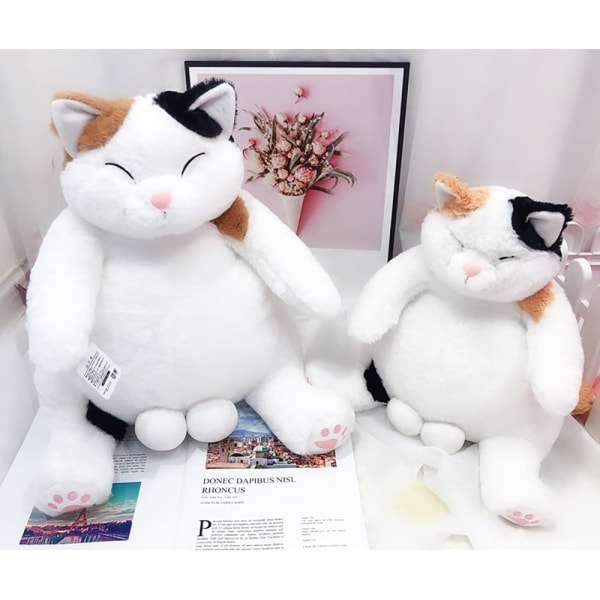 Kattekosedyrputer, kawaii tegneserie søt lat katt japanske plysjleker, utstoppede plysjleker, gaver til barn og jenter (brun, 35 cm)