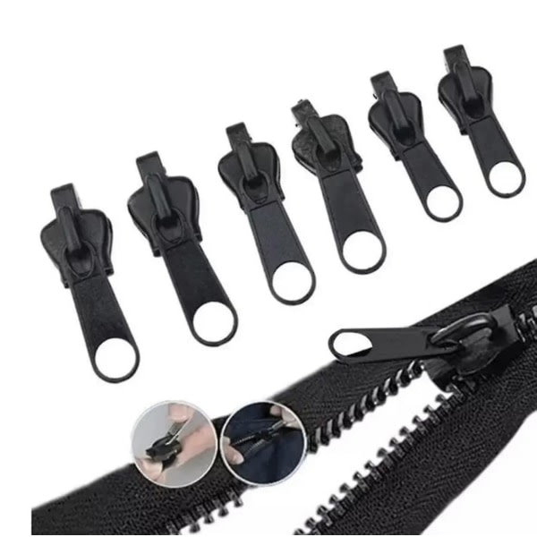 Korjaa vetoketjullinen 6-pakkainen Zip Rescue Instant Repair Kit -korjaussarja, musta