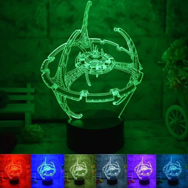 Veeki Star Trek Deep Space Nine 3d Akryl Led Heminredning USB Fjärrkontroll Touch Switch 16 Färgbyte Sovrum Nattljus Kreativ modell Julpresent -ES