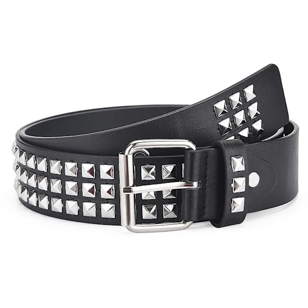 Kvinder Bælte Punk Hardware Jeans Bælte Firkantede Perler Nittebælte Sort Harajuku Taljebånd Øjenlåsnål Spænde Mænd Metaldekoration Bælte Pure Black Pure Black 110cm