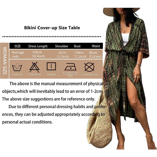 Langstrandkjole for kvinner, Bohemian Kimono Cover Up