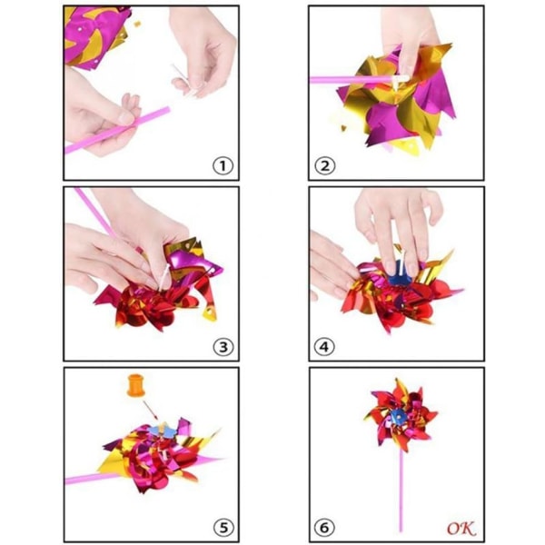 36 st Plast Regnbågsvindhjul Gräsmatta Trädgård Gräsmatta Spinner Kul Fiesta Dekoration Flamfärger 15 x 36,5 cm (Slumpmässig färg)