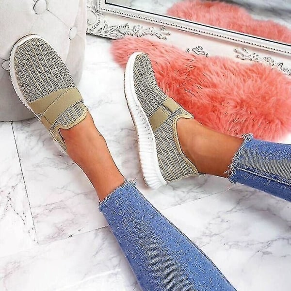 Slip-on Sko med Ortopædisk Sål Kvinders Mode Sneakers Platform Sneaker til Kvinder Vandresko Khaki 39