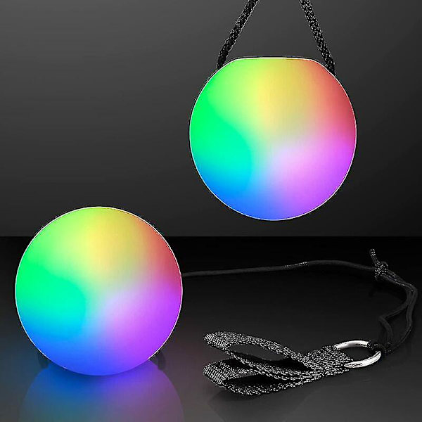 Led Poi Ball Swirling Light Rave Toy (sett med 2) Fargeskiftende Poi Baller