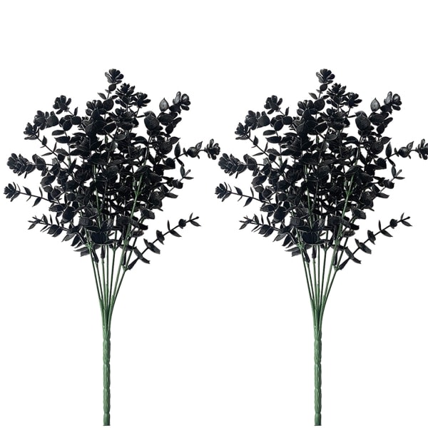 Konstgjorda eukalyptusblad Set med 2, svarta, falska blommor f?r