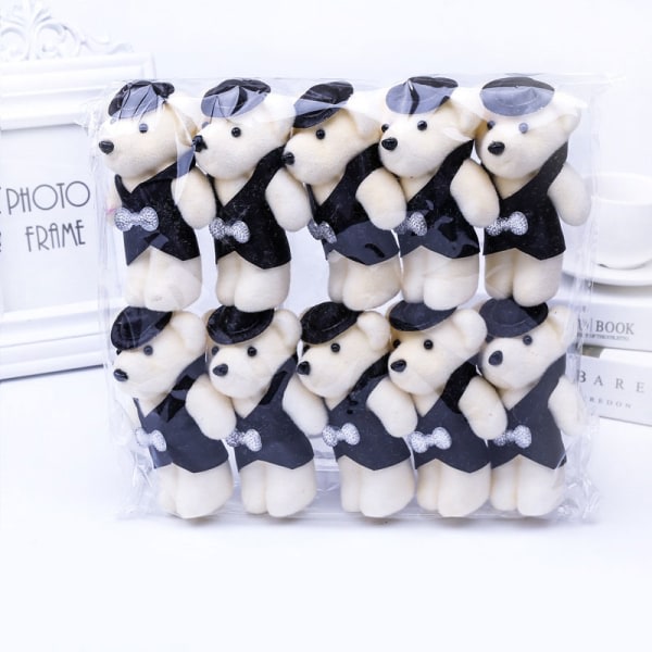 10 st Teddybjörnleksak for alle hjerters dag Handgjord dockdekor for hemgåvor indenhus for kvinder Svart