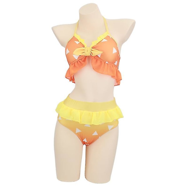 Demon Slayer Cosplay Puku Bikini Ranta Kesä Uimapuku Setti Agatsuma Zenitsu Agatsuma Zenitsu L
