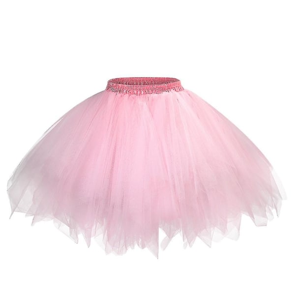 Kvinnor Mesh Tyllkjol Princess Elastisk kjol Vuxen Kort Tutu Dansande kjol Pink M
