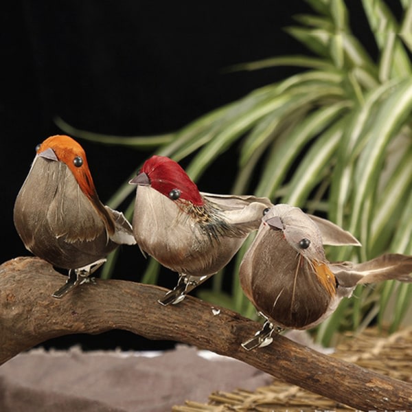 Simulerad sparvprydnad Realistiskt skumfåglar Hantverk Dekorativa rekvisita för hemträdgård 12 i en låda