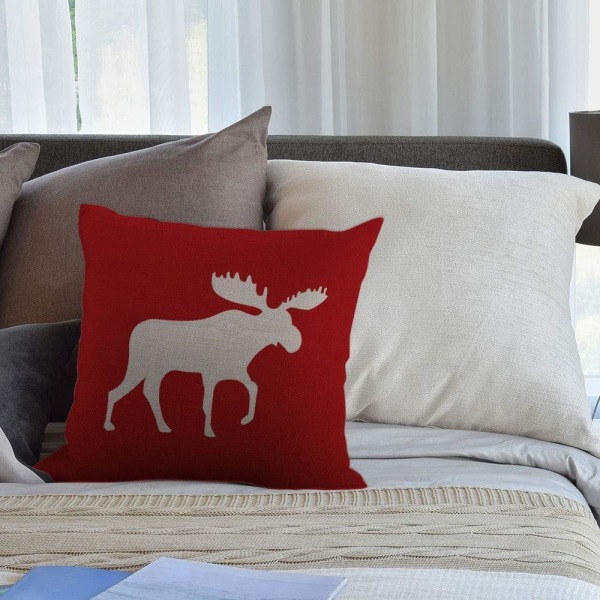 Pudebetræk Moose Animal Beast Antlers Belongs Moose Red 45X45cm
