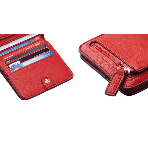 Dame RFID-blokkerende liten kompakt bifold luksuriøs ekte lær lommebok dame mini lommebok med ID-vindu