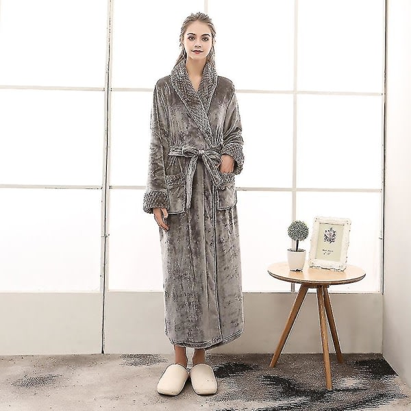 Flannelkåber til mænd Vintertykke kimono-natkjoler Plus Size Efterår Patchwork Fleece Lange rober Morgenkåbe Nattøj_ai 8 M