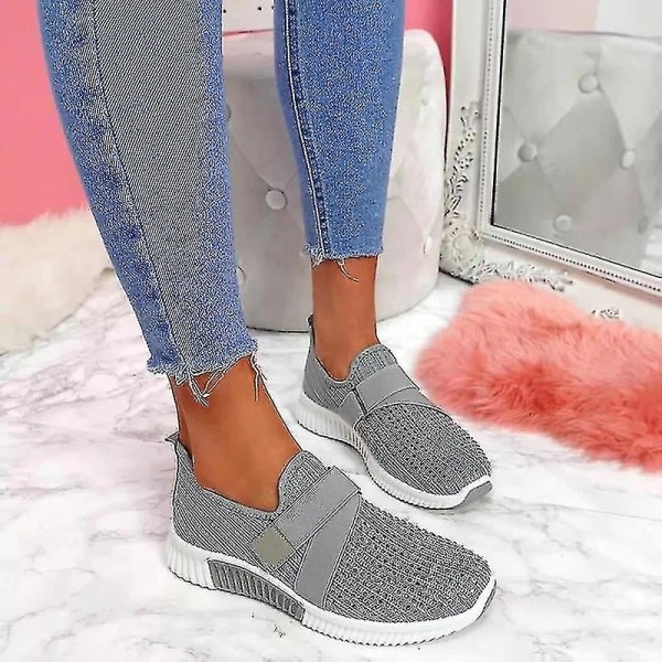 Slip-on skor med ortopedisk sula Dammode Sneakers Plattform Sneaker för kvinnor Walking Shoes Gray 39