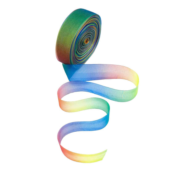 Nauha, 50 jaardia 25 mm kiiltävä läpinäkyvä satiininauha lahjapaketointiin, sateenkaaren väri