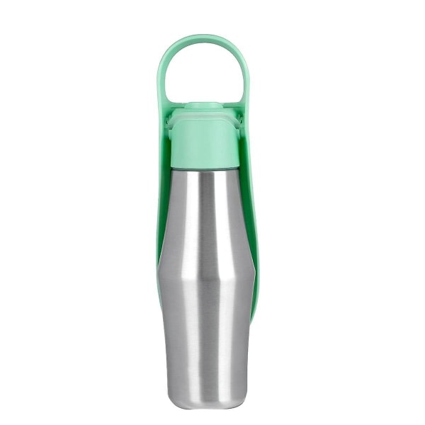 Bärbar hundvattenflaska - rostfritt stål hundresevattenflaska med dricksmatare, läcksäker grön 27oz
