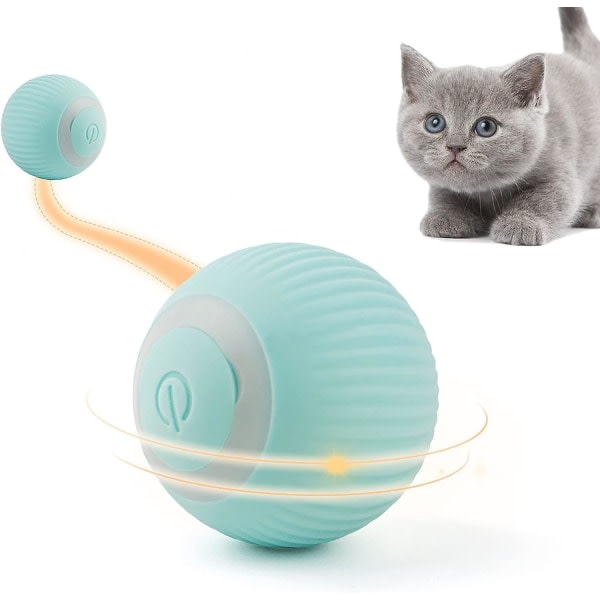 LED-lys kattleksak Elektrisk kattbolle Automatisk 360 graders rullande bolle interaktiv kattleksak USB-oppladningsbar kattbolle (blå)
