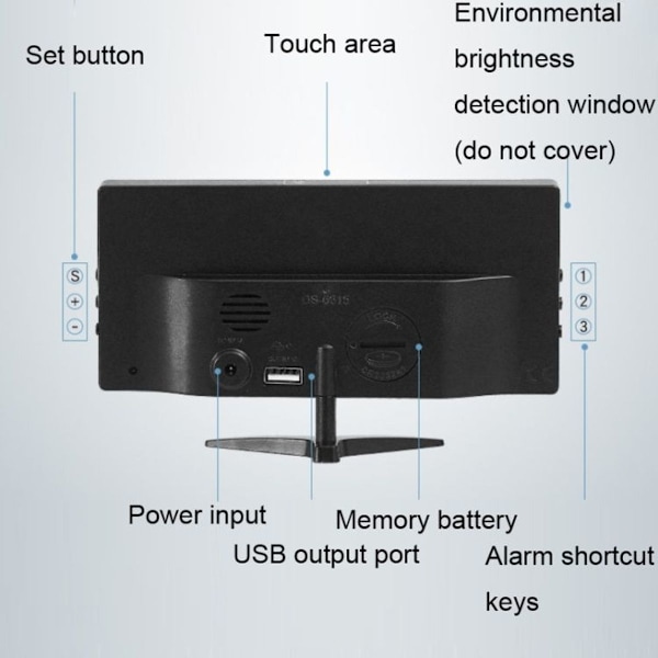 Elektronisk LED-klocka, smart digital bordsklocka (grön)