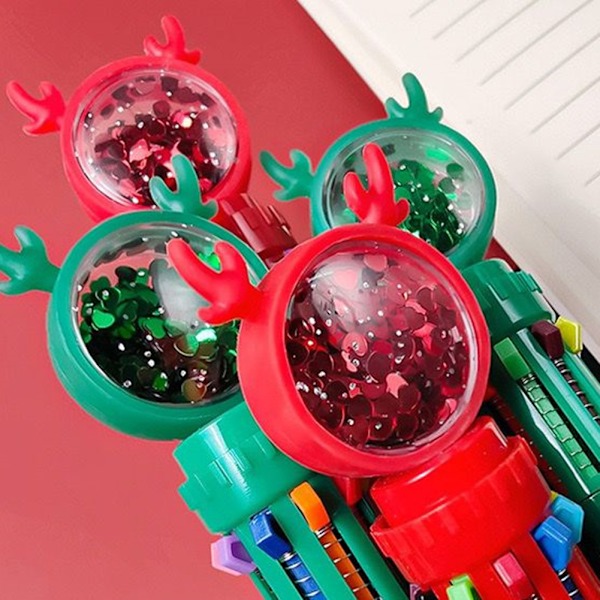 10 i 1 Jul Cartoon Färgglada Kulspetspennor Enkel Design Kontorsmaterial Penna För Skola Kontor Santa Claus