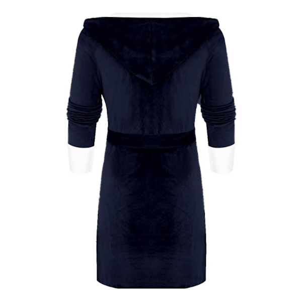 Dam Sherpa Fleece Morgonrock Mjuk Morgonrock Huva Fluffig Handduk Badrock L Navy