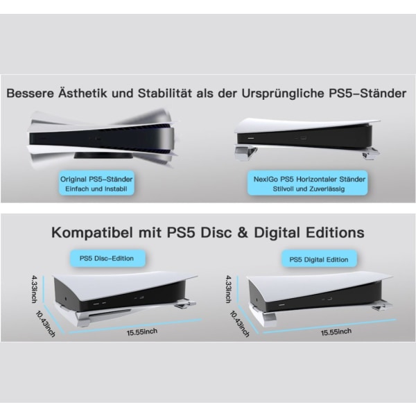 PS5 Horisontalt Stativ, Base Stativ, Kompatibelt med Digitale Utgaver