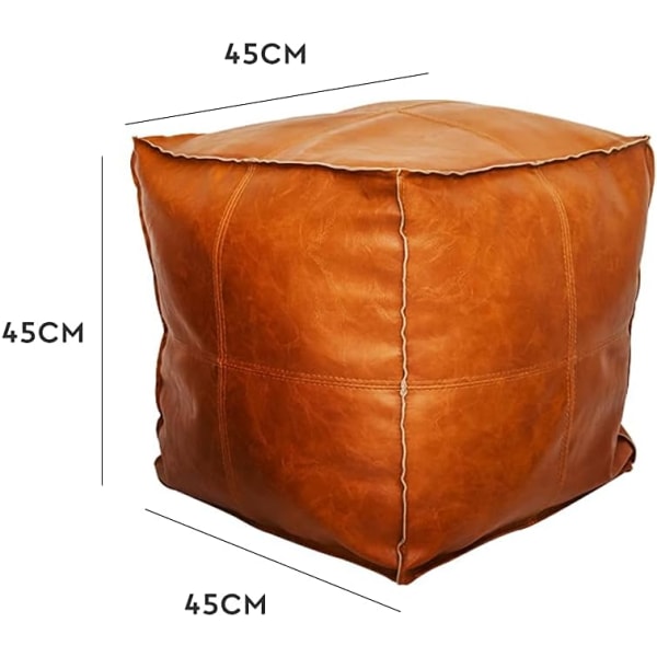 Ostoppad fyrkantig läderpuff, orange-45"x45"x45"