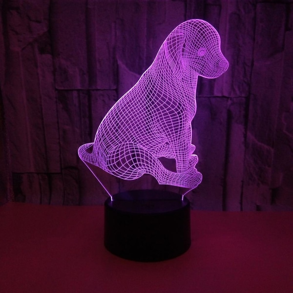 Søt hund fargerik 3d visuell berøringssensitiv bordlampe LED akryllampe kreativ energisparende lys hjemmedekorasjon