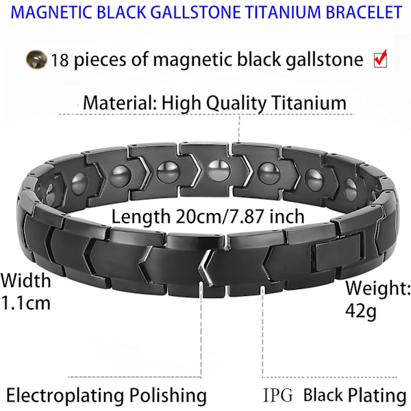 Magnetisk armbånd, magnetisk terapi armbånd lavet af titaniumstål