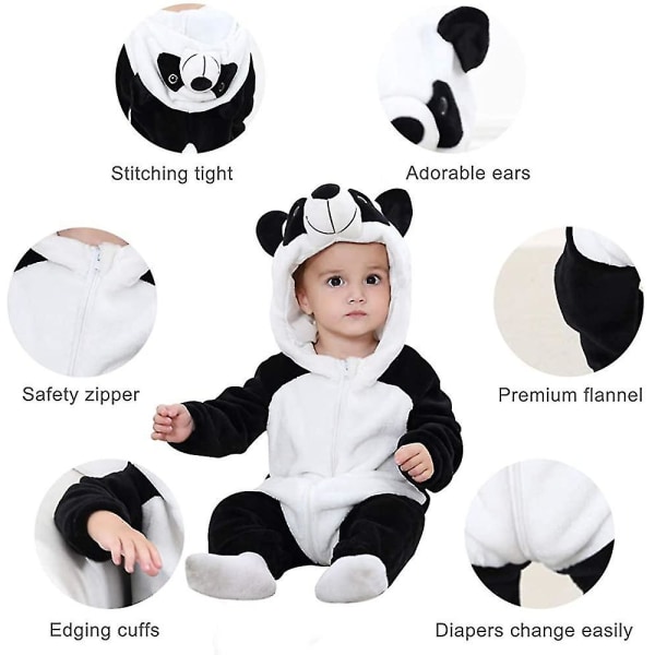 Unisex baby dyrekostume vinter efterår flannel hættetrøje cosplay (størrelse, farve: 100 cm-panda