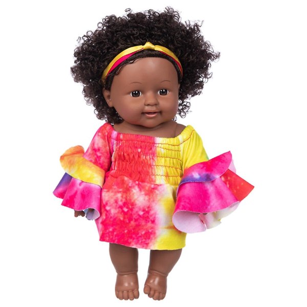 Svart Baby Vinyyli baby lelu Svart Afrikansk Svart Baby Söt Lockig Svart 30 cm Vinyyli Baby Leksak För Barn Mode Lek Docka Födelsedag