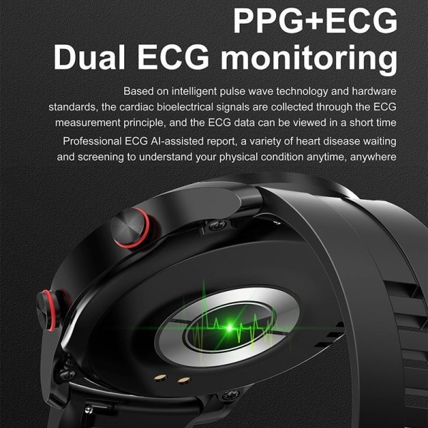 Hw20 Smart Watch EKG + Ppg Business armband i rostfritt stål Bluetooth-ring Smart Watch Vattentät I9 svart stålbälte