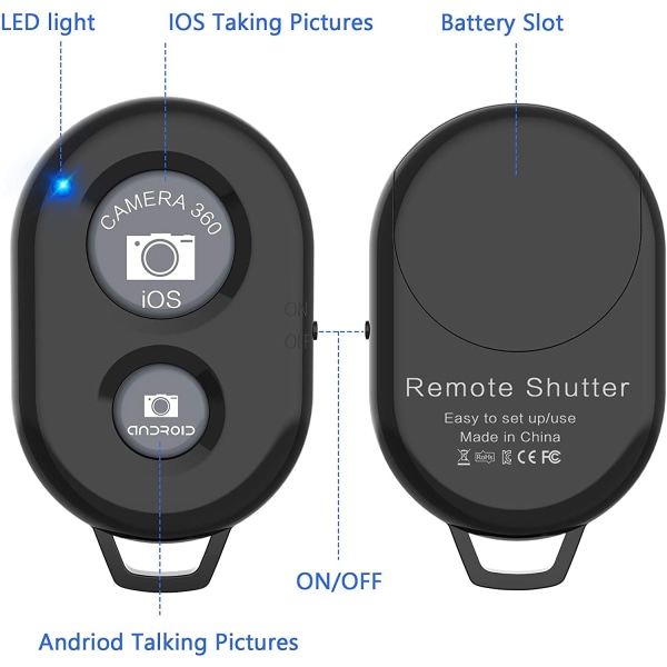 Trådløs Bluetooth-fjernkontroll, lukkerkontroll (svart)