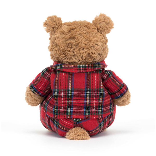 Jellycat Bartholomew Teddybjørn Plysdyr, 28 cm Blød Kramme Klassisk Gave til Børn Rødternet pyjamas bjørn Red plaid pajamas bear 28cm