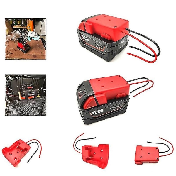 Batteriadapter för Milwaukee M18 Xc 18v till Dock Power 2-trådsutgång DIY