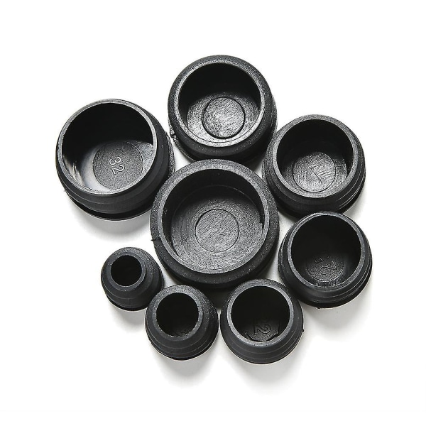 10x svart plast blanking endestykker Cap Insert Plugs Bung For Rund Pipe Tube Shytmv (størrelse: 25mm)