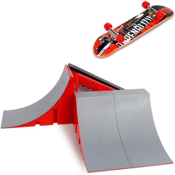 Finger Skateboard Ramppi Set, Otelauta Skate Park Kit Ramppi Finger Skateboards Harjoitusrekvisiitta lapsille ja lapsille (A)