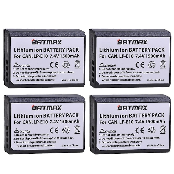 4x LP-E10 LP E10 LPE10 Kameran akut + LCD USB Kaksoislaturi Yhteensopiva Canon EOS 1100D 1200D 1300D Kiss X50 X70 X80 Rebel T3 T5 T6 4battery