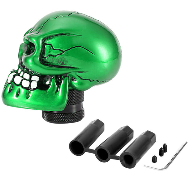 Skjelett Skull Head Car Modifierad växelspak Stick Spak Växelspak Universal Grön