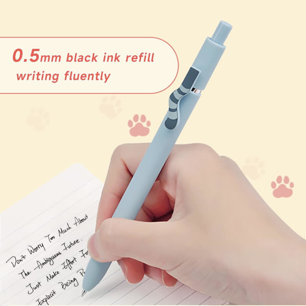 0,5 mm Cute Cat Pens - Cat's Tail Retractable - 4 st - Kattesæt