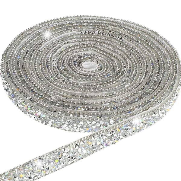 4 rullaa hopeahartsi tekojalokivinauhat itsekiinnittyvä kristallinauha rulla Glitter Resin timanttivyö Bling kuohuva timantti, 10mm