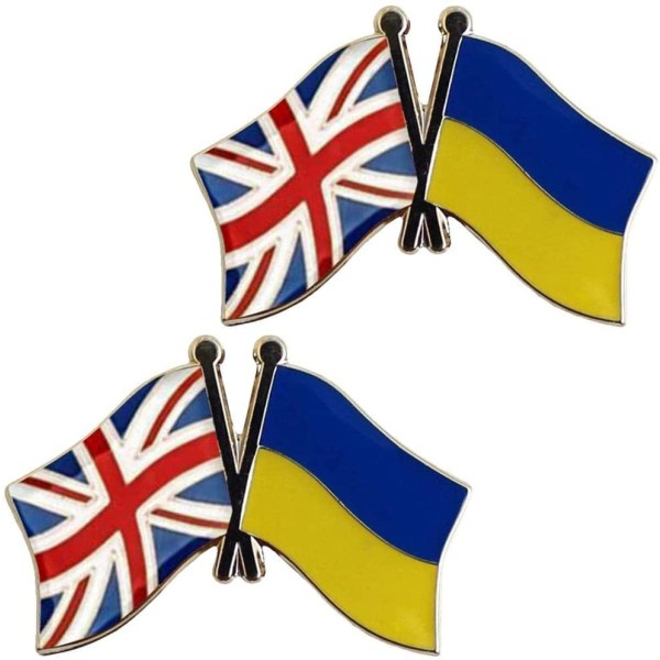 2 stk 2022 UK/Ukraina Flagg Lapel Pin Merker