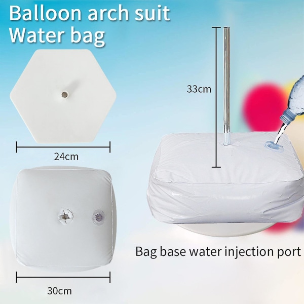 Ballongbuesett, ballongbuesett med base, håndpumpe sikkerhetstau til spikerballongknuter, til bryllup, bursdagsfestutstyr og -pynt